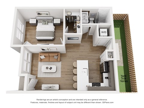 Floor plan for 1 bed, 1 bath, 680 sqft